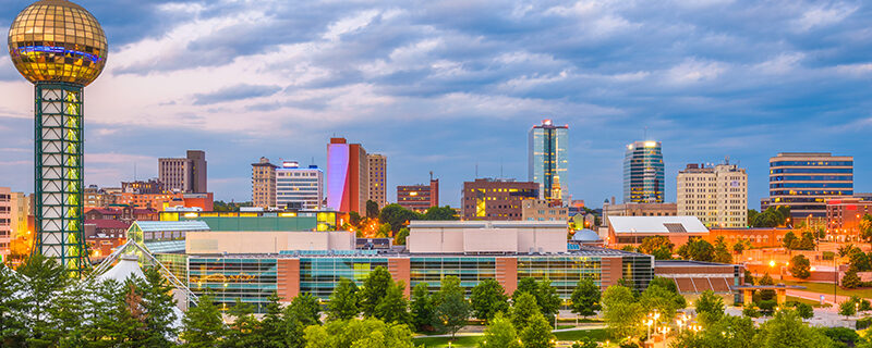 Photo of the Knoxville skyline, including the Sunsphere